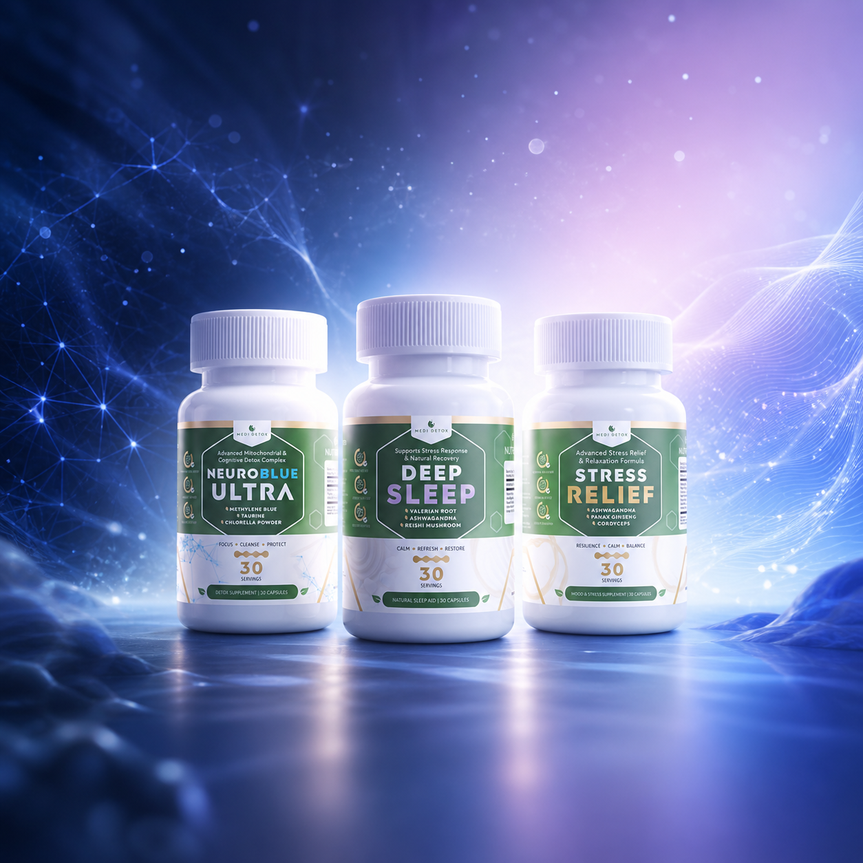 Daily Reset Stack (NeuroBlue Ultra, Deep Sleep, Stress Relief)